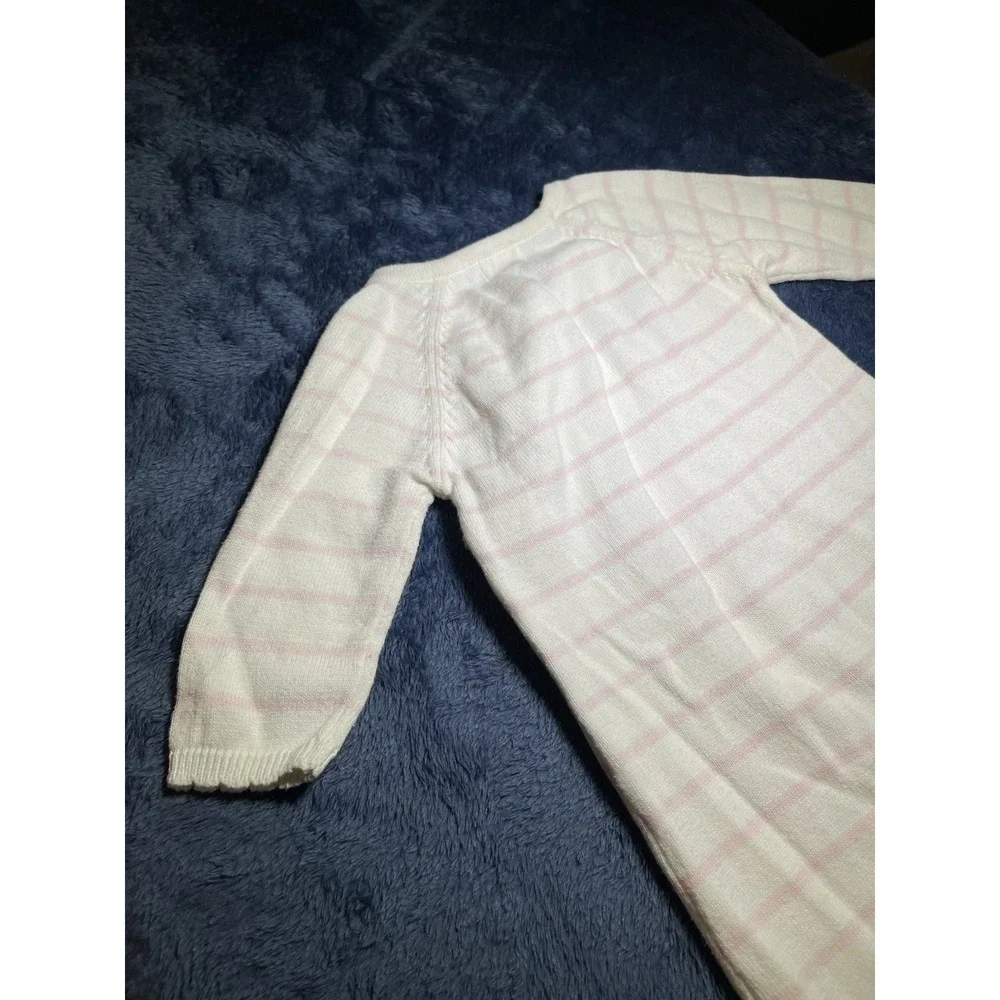 Mud Pie Pink Stripe Bow Converter‎ Coverall Romper Outfit Long Sleeve 3-6 months